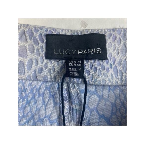 NWT Lucy Paris Light Blue Periwinkle Raised Snake Print Pants Size Medium - Picture 2 of 9